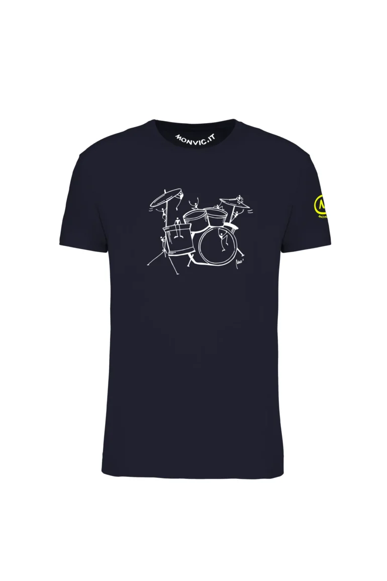 DRUMS - T-shirt d'escalade bleu marine homme/unisexe - coton bio - HASH MONVIC