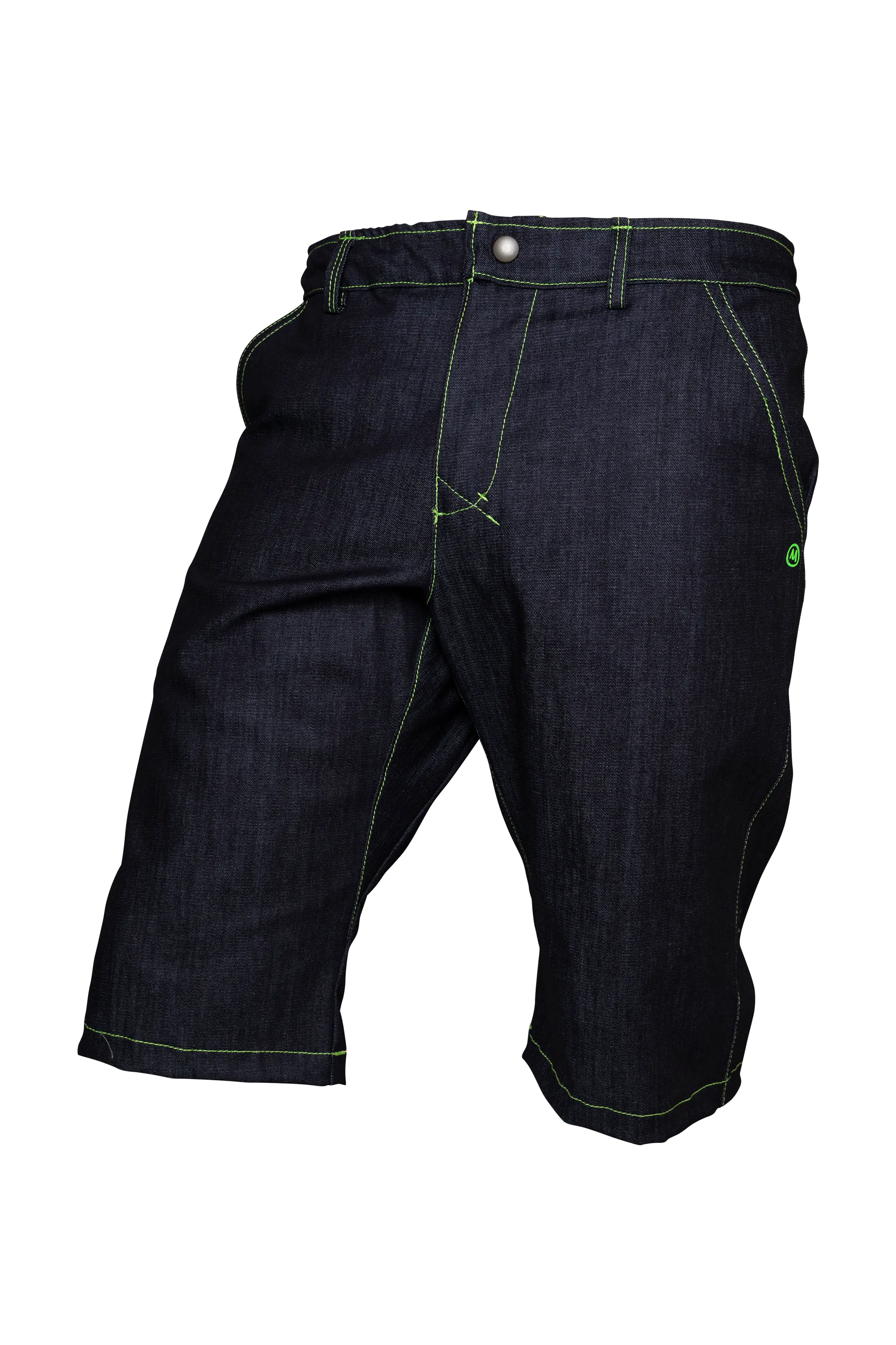 Shorts jeans arrampicata uomo - cuciture verdi - ALO Monvic