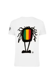 t-shirt arrampicata uomo RASTA - cotone organico bianco - HASH MONVIC retro
