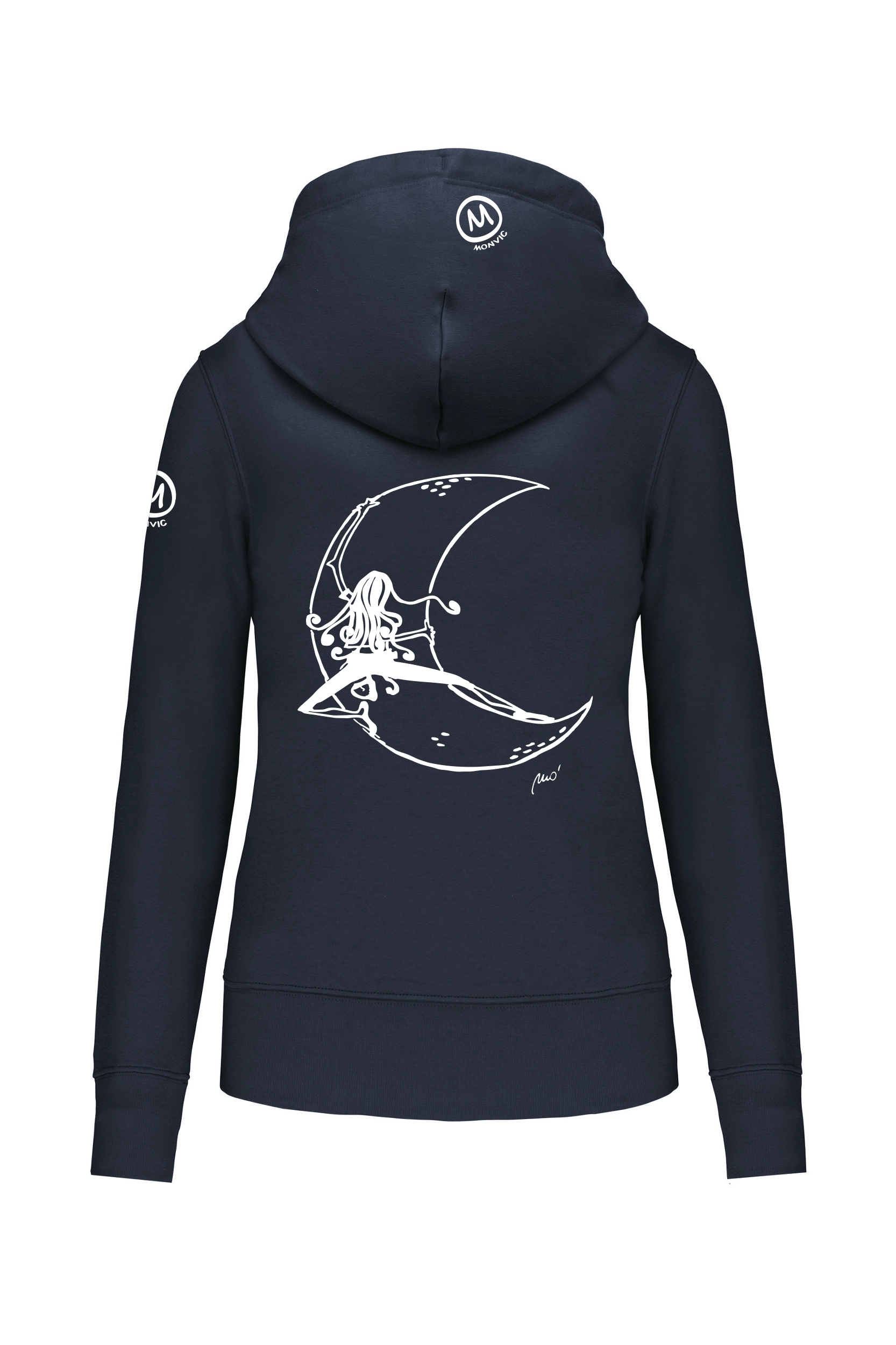 felpa arrampicata donna navy GRAFICA FEDRA ZIP MONVIC retro Sweat à capuche zippé Femme "Moon" FEDRA ZIP – Image 1