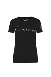 Women's black running t-shirt SHARON ORGANIC with Monvic Running artwork